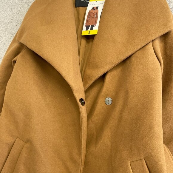 NEW Tahari Women's Size S Camel Brown Belted Wrap Coat Polyester - Picture 9 of 12